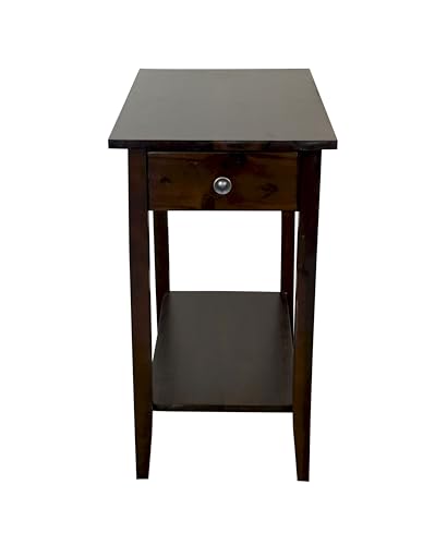 2-Tier Solid Acacia Recliner Table w/Drawer (Espresso) - color: Espresso