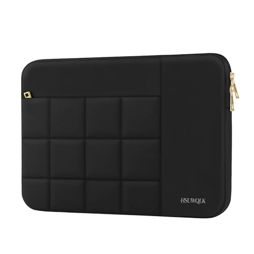Laptop Case 16 inch,15-15.6 inch Puffy Laptop Sleeve Compatible with MacBook Pro 16 M5 M4 M3 M2 M1,HP Dell Acer ASUS Lenovo Notebook,Twelve Square Quilted Computer Bag with 2 Pockets,Black - color: Black, size: 16 inch