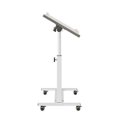 TigerDad Over Bed Table with Wheels, White | Adjustable, Rolling Laptop Table, Hospital Tray Table, Sofa Chair Side Table - color: White