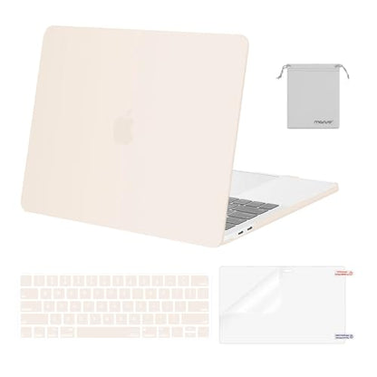 MOSISO Compatible with MacBook Pro 13 inch Case M2 M1 2026 2025 2024-2016 | A2338 A2251 A2289 A2159 A1989 A1708 A1706, Plastic Hard Shell&Keyboard Cover&Screen Film&Storage Bag, Beige - color: Beige