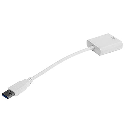 Zopsc USB3.0 to VGA Converter 5Gbps HD 1080P Adapter Cable 15Pin Female, Supports Multi Display Solutions, No External Power Supply, for PC laptops, Desktops, Monitors. (White) - color: White