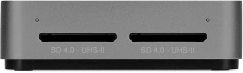 OWC Atlas Dual SD Card Reader with USB-C 10Gb/s | Simultaeously access two SDXC UHS-II cards at full speed - Built-in cable with storage - USB-C port for longer cable use - size: Dual SD