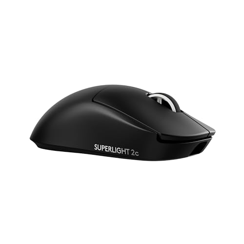Logitech Pro X Superlight 2c Wireless Gaming Mouse 51g Compact - Black | 51g compact mini size, symmetrical shape, <8 kHz polling, 44K DPI, PowerPlay wireless charging, USB-C, 5 buttons, for PC/Mac - color: Black, size: Compact, style: Mouse