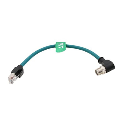 Ethernet Right Angle M12 8 Pin X-Coded RJ45 CAT-7e GigE High Speed Cable for Cognex Baumer Camera Sensor Switcher Router PLC 30cm - size: 30cm