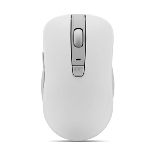 Lenovo Bluetooth Silent Mouse (WL300) - 5 Button Computer Mouse with Silent Left & Right Click – Sculpted Grip, Microsoft Swift Pair, Up to 1600 DPI (White) - color: WL300 White