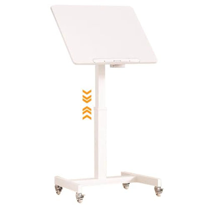 Height Adjustment Standing Desk, School Stand Up Desk with Wheels, Office Flippable Moved Laptop Table, Anti-Fall Fence Design Side Table(White) - color: White