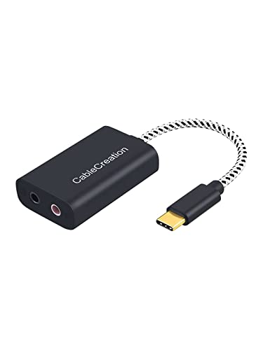 CableCreation Type C External Sound Card,USB-C Microphone Headphone Adapter | Type C Sound Card with 3.5mm Audio Jack for MacBook Pro, iMac, iPad Pro 2020, iPhone 16/15, Galaxy S24/ S23/ S22/ S21+ - color: Black USB C, size: 1-Pack