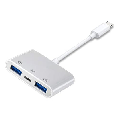 Type C USB-C to Dual Type-A USB3.0 Female with PD Power Charge Adapter Compatible with Laptop Tablet Phone - style: USB3.0 3-in-1