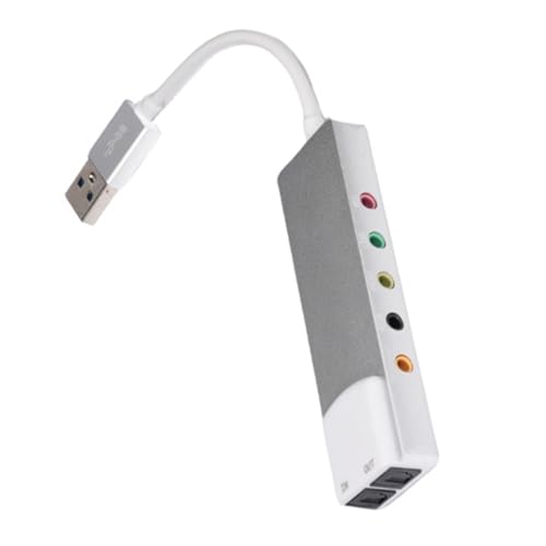 USB External Sound Card with SPDIF Digital Sound for 5.1 & 7.1 Surround Sound Systems, Aluminum Body - color: Silver