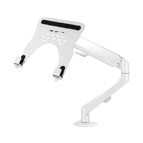Laptop Arm Mount for Desk Holds 4.4-19.8Lbs, 2 in 1 Adjustable Gas Spring Arm Single Monitor Desk Mount with Tray for 17"-30" Screens Or 10"-16" Laptops Desk Accessories-White - color: White