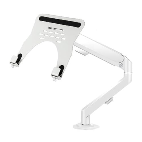 Monitor Arm Laptop Arm Mount for Desk Holds 4.4-19.8lbs, 2 in 1 Adjustable Gas Spring Arm Single Monitor Desk Mount with Tray for 17"-30" Screens or 10"-16" Laptops Monitor Mount Arm, White - color: White