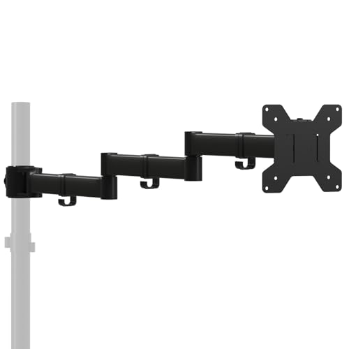 suptek Single Monitor Arm, Universal 3 Tier Arm Fully Adjustable Pole Mount Bracket Monitor Mounting for 13 to 27 inch Screen, Weight up to 22lbs, Mounting Holes 75x75mm to 100x100mm,Black - size: 3 Tier Monitor Arm