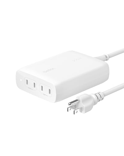 Belkin 200W 4-Port GaN USB C Charger Block, Fast Charging for MacBook | Multi-Port PD 3.1 Charger, 5ft Power Cord, iPhone 17, Air, iPad, Samsung Galaxy S26, Google Pixel 10 - color: White