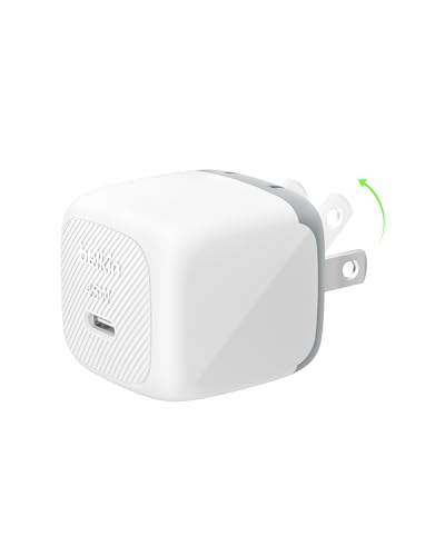 Belkin 45W Compact USB C Charger Block, Fast Charging for Travel | PD 3.1, PPS, Travel Charger, Chromebook, iPad, iPhone 17, Samsung Galaxy, Pixel, Nintendo Switch 2, Foldable Prongs - color: White, style: Single Pack
