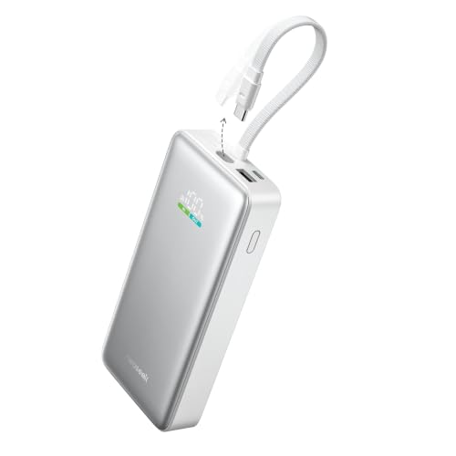 100W Power Bank 20000mAh, Portable Laptop Charger with Built-in USB-C Cable, Travel Essential Fast Charging External Battery Pack for MacBook Air, iPhone 17/16 Series, Steam Deck, TSA-Approved
