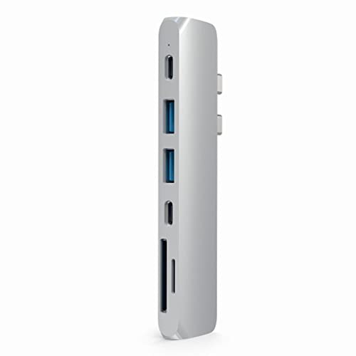 Satechi Aluminum Type-C Pro Hub Adapter with USB-C PD (40 Gbps), 4K HDMI, USB-C Data, SD/Micro Card Reader, USB 3.0 - Compatible with 2021 MacBook Pro M1 Pro & Max, 2020 MacBook Air/Pro M1 (Silver) - color: Silver