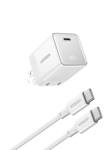 UGREEN Nexode Air 65W USB C Charger, Foldable Mini Charger Block Fast Charging with USB C Cable, GaN Charger for MacBook Air/Neo/Pro, iPhone 17 16, Galaxy S26/S25, iPad, White - color: White
