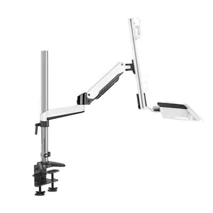 Monitor Stand White Clip Table Monitor Stand Arm Dual Arm with Tray for 15-27 Inch Single Screen Monitor Stand Desk arm