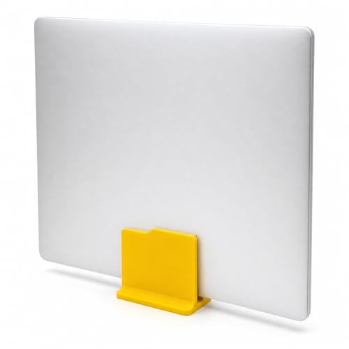 Vertical Laptop Stand for Desk, Folder-Style Notebook Holder, 15mm Slot, 76 x 42 x 63 mm, Yellow - color: Yellow, size: 15mm Slot