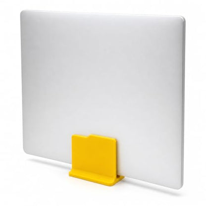 Vertical Laptop Stand for Desk, Folder-Style Notebook Holder, 25mm Slot, 125 x 70 x 104 mm, Yellow - color: Yellow, size: 25mm Slot