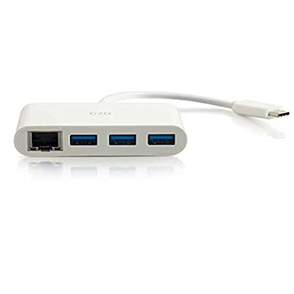 C2G USB Adapter, USB Hub, Ethernet Adapter with Power, 3 Port, White, Cables to Go 29746 - color: White, style: 3-Port
