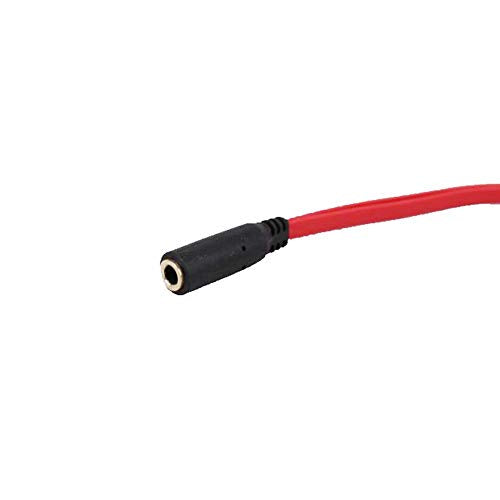 Terasako 3.5mm Jack Female to 2 Male Gold Plated Headphone Mic Audio Y Splitter Flat Cable(Red.)