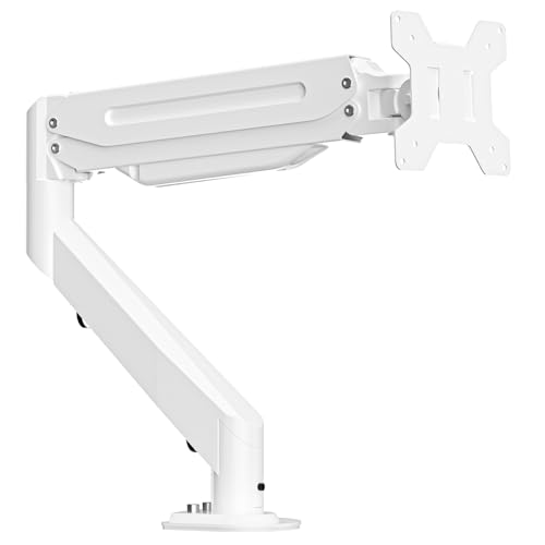 Suptek Monitor Mount Gas Spring Monitor Arm Desk Mount Fully Adjustable Fits 17 20 22 23 24 26 27 32 35 inch Monitors Weight Capacity up to 24.25 lbs, White - color: White, size: 17"-35"