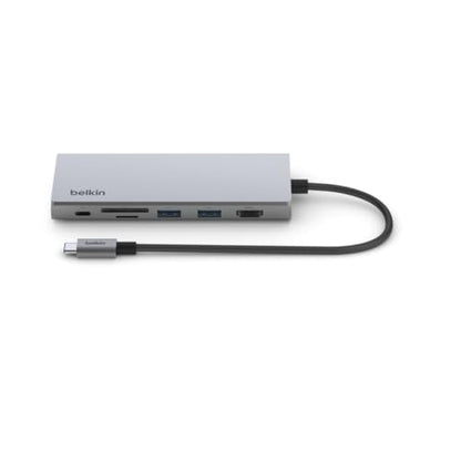 Belkin USB-C Hub 7 in 1 Multimedia Hub Gen 2 | USB-C dock, MacBook, Chromebook, PC, USB-A ports, HDMI, SD card, portable hub, space gray