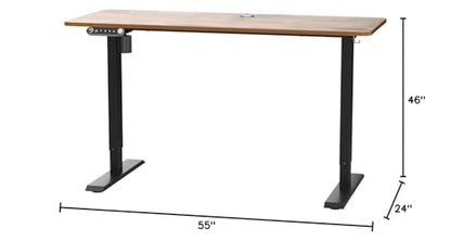 farexon Electric Standing Desk Adjustable Height, 55 x 24 Inch Sit Stand up Desk with Large Mouse Pad, 2 Metal Hook,4 Wheels,4 Memory Preset Heights Home Office Computer Desk（Brown） - color: Brown, size: 55 x 24''