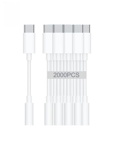 USB-C to 3.5mm Audio Headphone Adapter - HiFi 2000 Pack Compatible with Apple iPhone 17 16 15 Samsung Galaxy S25 S24 S23 S22 S21 Plus Pro Max Ultra Pixel iPad - Type C to Aux Cord Jack Dongle Adapter - size: 2000Pack*USB-C