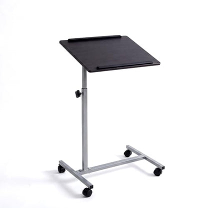 Overbed Bedside Table with Wheels, Rolling Desk Adjustable Height | Height 24-38" Rolling Bedside Table for Bed Sofa Hospital Home Office, Anti-Slip Edge, Lockable Casters, Dark Walnut