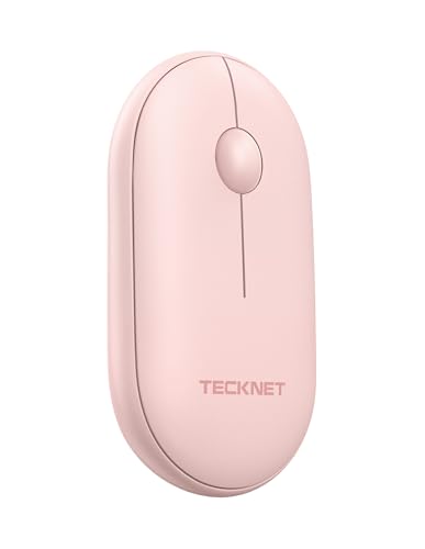 TECKNET Bluetooth Mouse, Slim Portable Wireless Mouse (BT3.0/5.0+2.4Ghz) | Lightweight with USB Receiver, Computer Mouse, Contoured Grip, Quiet Click Compatible with PC, Chromebook, Mac - Pink - color: Pink
