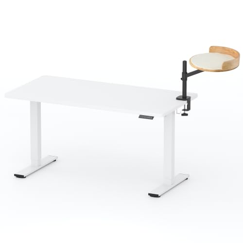 FLEXISPOT EN2 55"x28" Standing Desk with Solid Wood Cat Bed, White | 1" Thick Desktop, Desk-Mounted Cat Perch With Scratcher, Space-Saving Design, And A Cozy Workspace For Home And Pet Lovers - color: White Top + White Frame, size: 55x28 | Cat Bed