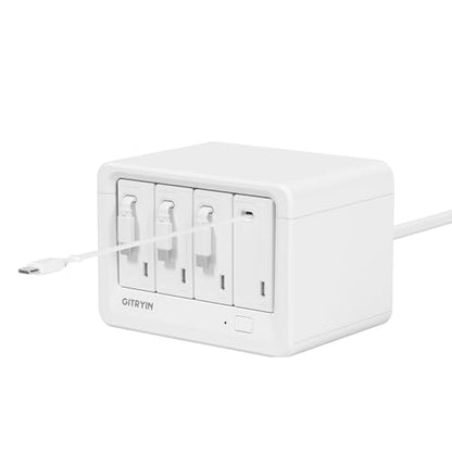 12-in-1 Desktop Modular Charging Station, 4 65W USB C Retractable Chargers with 33.5in Built-in Cables, ETL Surge Protector Charging Hub for Laptop, Phone, Tablet, Home Office Desk, White - color: White