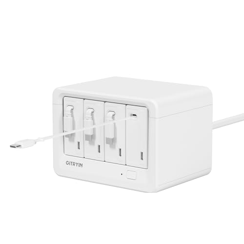 12-in-1 Desktop Modular Charging Station, 4 65W USB C Retractable Chargers with 33.5in Built-in Cables, ETL Surge Protector Charging Hub for Laptop, Phone, Tablet, Home Office Desk, White - color: White