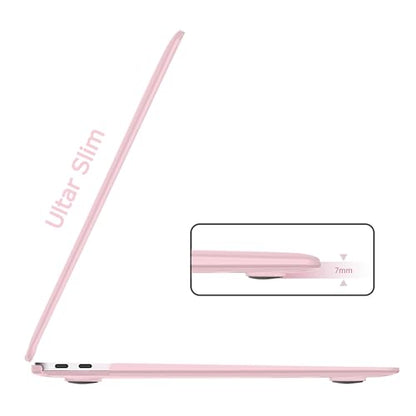 B BELK Compatible with MacBook Air 13 inch Case 2022 2021 2020 2019 2018 Release A2337 M1 A2179 A1932 with Touch ID, Plastic Laptop Hard Shell Case + Keyboard Cover + Screen Protector, Rose Quartz | A2337 A2179 A1932, Matte Plastic Hard Shell for MacBook