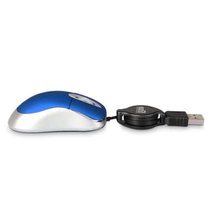EEEKit 2 Pack Mini Retractable Cable USB Optical Mouse, Blue, Unisex - color: Blue
