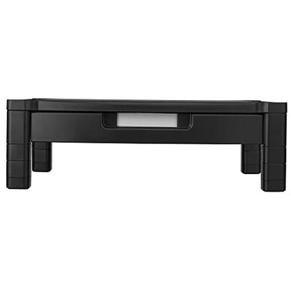 Kantek Wide Deluxe Two-Level Monitor Stand With Drawer, 20" X 13.25" X 3" To 6.5", Black, Supports 50 Lbs - style: Wide Single Level with Drawer