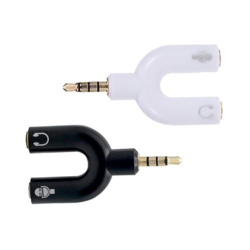 SHINEOFI 2pcs Audio Jack Splitter Converter Adapter for Headphone Microphone Compact Stereo Cable for Phone Laptop Tablet Portable Wired Headset Splitter