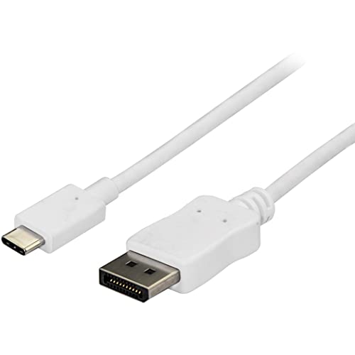 StarTech 6 ft (1.8 m) USB-C to DisplayPort Cable - USB Type-C to DP Video Adapter Cable - 4K 60Hz - White - color: White, size: 6 ft