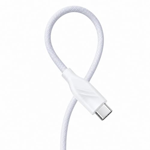 USB C to USB C Cable, 10ft, 100W PD 5A Fast Charging Cord, Nylon Braided Type C Charger Cord for iPhone 17/16/15, MacBook Air/Pro, iPad, Samsung S25/S24/S23, Pixel 10(White) - color: White, size: 10ft