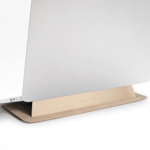 Laptop Stand for Desk, Office, Ergonomic Notebook Stand, Foldable & Portable Travel FlatStand, Lightweight, Anti-Slip, Compatible with MacBook Air, Pro, and Up to 15.4" Laptops (Café Creme) - color: Café Creme