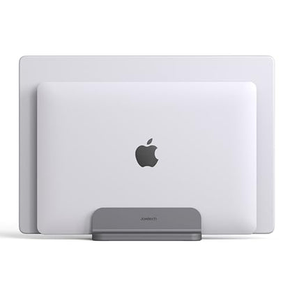 Dual Aluminum Vertical Laptop Stand Organizer, Sturdy Notebook Computer Holder Stand Compatible with New Liquid Retina XDR Apple MacBook Air/Pro/Neo, Mac mini, Apple TV & iPad Pro - Spacegray - color: SpaceGrey