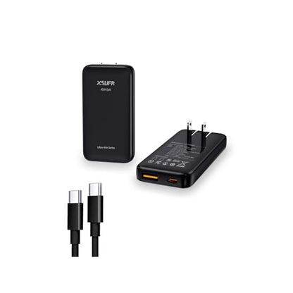 Flat 45W GaN USB Wall Charger with PD 3.0&PPS,Folding 2-Ports for Traveling,Super Fast Charging for Laptops, Tablets, Phones,Includes 2.28ft Fast Charging Cable, Black - style: Black with cable