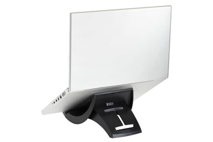 3M Vertical Notebook Computer Riser With Cable Management, 9" X 12" X 6.5" To 9.5", Black/charcoal Gray, Supports 20 Lbs - size: 8.8" x 7.8" x 6.4"