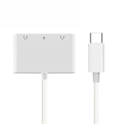 Cablecc 5Gbps USB-C Type C Male to Dual 3.5mm Audio AUX & MIC Sound Card with PD Power Charge Adapter Compatible with Laptop Tablet Phone - style: USB-C to Dual audio 3.5+PD