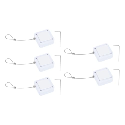 PATIKIL Retractable Remote Control Cable Tether (6.6ft / 2M, White)(5 Set) Square Remote Control Security Lanyard Lock Adjustable Locking Leash with Rope Locks, Suit for - TV/Tablets - color: White, size: 6.6ft