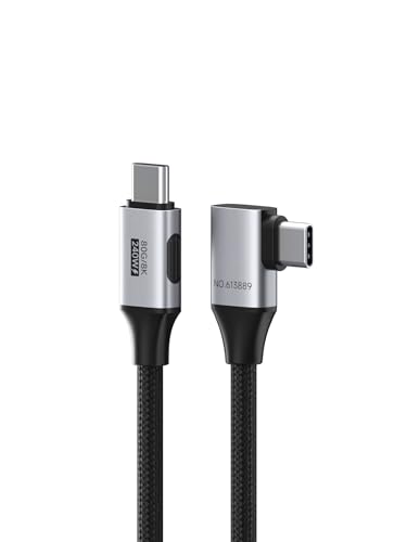 Hagibis USB4 Cable, Right Angle 90Degree Braided 80Gbps, 240W Fast Charging, 8K@60Hz USB4 V2.0 USB-C Cable for iPhone 17 16 15 Pro Max, iPad Pro, MacBook, Thunderbolt 5/4 (Side 90 Degree, 0.8FT) - color: Side 90 Degree, size: 0.8FT