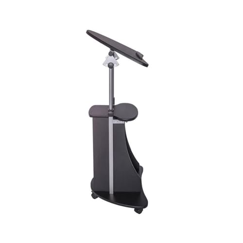 Scranton & Co Sit-to-Stand Rolling Laptop Cart, Adjustable Height 31.5-45.5 in, Black MDF and Steel with Storage Compartments, Tilting Panel, Locking Casters, Mobile Office or Classroom Desk
