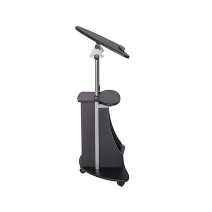 Scranton & Co Sit-to-Stand Rolling Laptop Cart, Adjustable Height 31.5-45.5 in, Black MDF and Steel with Storage Compartments, Tilting Panel, Locking Casters, Mobile Office or Classroom Desk